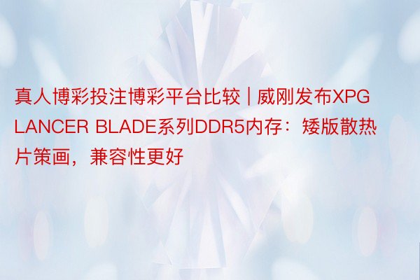 真人博彩投注博彩平台比较 | 威刚发布XPG LANCER BLADE系列DDR5内存：矮版散热片策画，兼容性更好